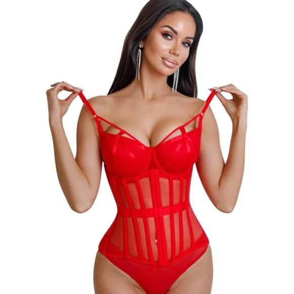 Other - Women's Red Underbust Corset Lace Up Waist Trainer  Shapewear Body Shaper